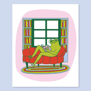 Reading Frog Print - 8 x 10