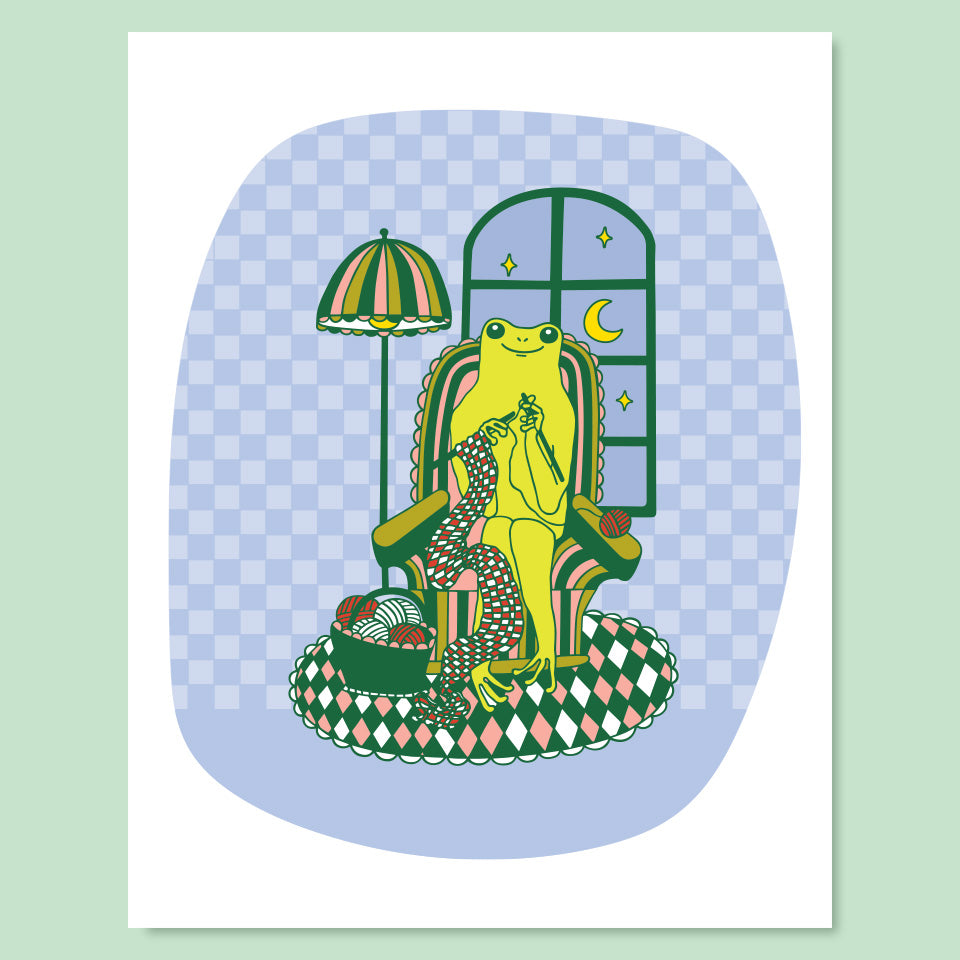 Knitting Frog Print - 11 x 14