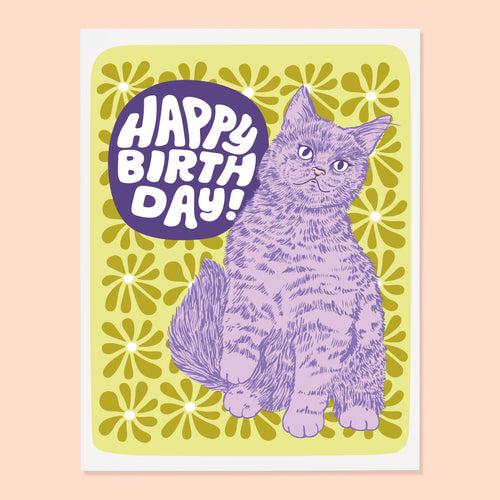 Floral Cat Bday Card