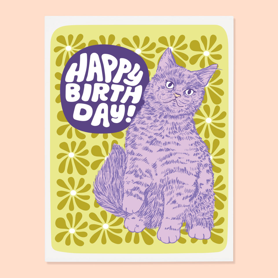 Floral Cat Bday Card